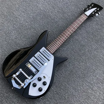 Vroče Prodajo Črne barve Ricken 325 Električna Kitara Kratek Soild les Telo Guitarra Na Zalogi