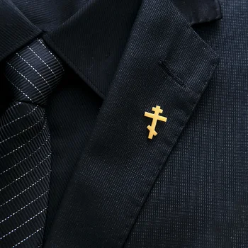 Tangula Pravoslavni Križ Broška za Moške iz Nerjavečega Jekla Katolištvo Simbol Zatiči Nakit Jezus Vere, ki bo Ustrezala Značko Poročni Dodatki