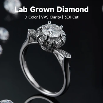 Luksuzni Diamantno Poroko Žensk Obroč 925 Sterling Srebro 1CT D VVS Lab Zrasla Diamantni Prstan Z Potrdilo lepo Darilo Za Ljubitelje