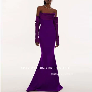 XPAY Elegantno Vijolično morsko deklico, Večerne Obleke brez naramnic Dolge Rokavice, Rokavi Afriške Ženske Prom Oblačenja Formalno Stranko Obleko 2024