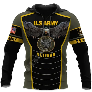 Ameriški Stil Veteran Vojaško Uniformo Vojaka Prikrivanje Puloverju Nova Modna Športna 3D Tiskanih Moške Priložnostne Hoodie