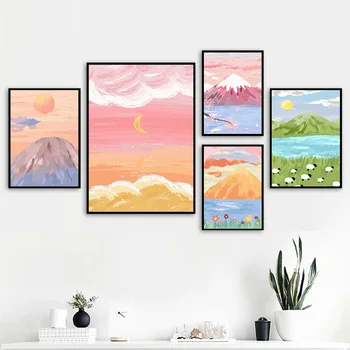 Mount Fuji Naravne Krajine Plakatov in Fotografij Sodobno Abstraktno Umetnost Platno Stensko Slikarstvo Umetnost Slike Doma Vrstici Soba Dekoracijo