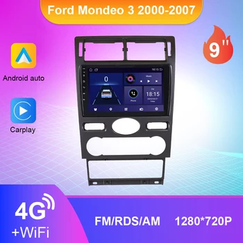 2Din Avtomobilski Stereo Radio Carplay Android 10.0 Za Ford Mondeo 3 2000-2007 Multimedijski Predvajalnik Videa, WiFi 4G Navigacija GPS Autoradio