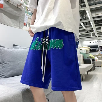 Hong Kong slog kratke hlače Moški plus-size spolne slog kratke hlače Ženske moški srednje hlače moški trend četrtletja hlače