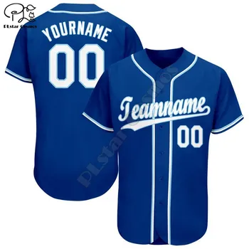 Po meri Royal Belo-Svetlo Modra Baseball Jersey Majica za ekipo 3D, Vsi Preko Tiskanih Baseball Jersey Srajce hip hop Vrhovi