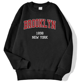 Brooklyn 1898 New York City Pismo Tiskanja Moški Puloverji Jeseni Kawaii Hoodie Trend O-Vratu, Ohlapno Majica Jeseni Toplo Šport