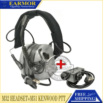 2023 EARMOR M32 MOD4 Taktično Slušalke & M51 PG Adapter Set Primeren za Baofeng Radijske Komunikacije Streljanje Hrupa Potrditev