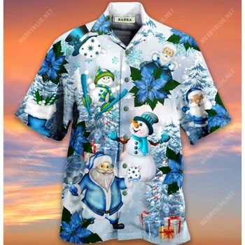 Moda za Moške Majice 3d Božiček Natisnjeni Svoboden Prevelik Majica Ulica Oblikovalec Kratkimi Rokavi Hawaiian Moških Oblačil