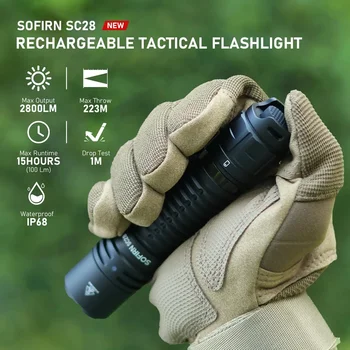 Sofirn SC28 Polnilna Svetilka Močna Taktično XHP50B HD EOS Baklo Luči 2800 Lumnov Luč IPX8 za Lov, Ribolov