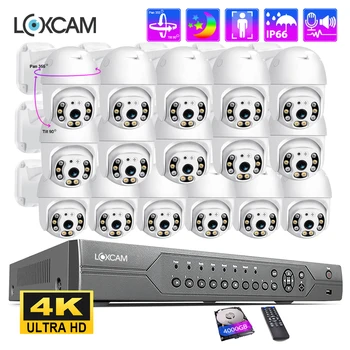 LOXCAM 16CH 4K PTZ Ai POE Varnostni Sistem 5MP fotoaparat Samodejno Sledi Prostem AI Človekovih Odkrivanje dvosmerni Avdio IP Kamera za Video Nadzor, Nastavite