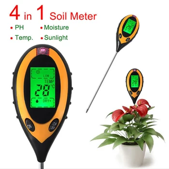 1, Z Rastlinami, Termometer Vrt 4 Zaslon Vlage V Vrtnarjenju Tla, Osvetlitev, Temperatura Za Digitalne Kmetiji Test Meter