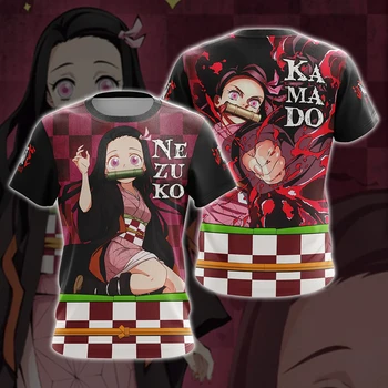 Demon Slayer Kamado Nezuko Unisex 3D T-shirt Zip Hoodie Puloverju Hoodie Harajuku Moda Anime Igra Top Notranji In Zunanji Set