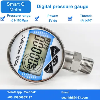 Baterije merilnik tlaka intelligent digital iz nerjavečega jekla elektronski barometer olje-vode merilnik tlaka digitalni prikaz 60MPA