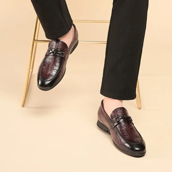 stranka nositi urad poslovanja po meri logo pravega usnja dihanje loafer obleko obutev za moške