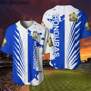 Ime po meri Preprosto Modra Bela Honduras Baseball Tee Jersey Majica Tiskane 3D Poletje Majica za Moške Vrhovi Tee Prevelik Ulične