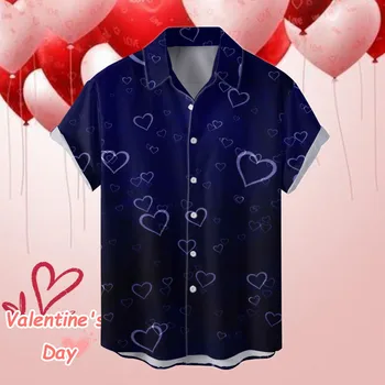 Moška majica Par-Ujemanje Bluze valentinov Dan Priložnostne srajce fant, Ljubitelj Vrhovi praznično core-Grafični počitnice camisas