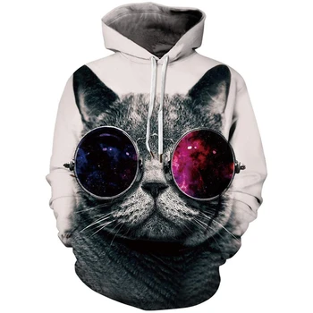 Jeseni, Pozimi Sweatshirts Puloverju 3D Mačka Živali Natisnjeni Hoodie Moški Ženske Unisex Kul Moda Dolgo sleeved Hoodies y2k Oblačila