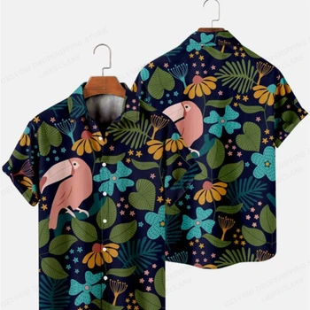 Tropic Rastline Havajske Srajce Moški Modni Kratek Rokav Socialne Priložnostne Srajce za Moške Bluze River Camisas moška Oblačila Cvetlični