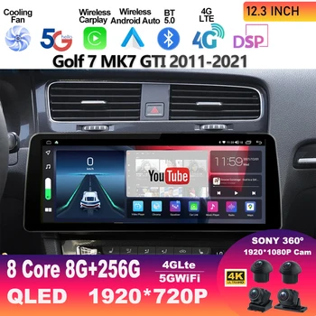 12.3 Inch Android 13 Za VW Golf 7 MK7 GTI 2011-2021 Avto Multimedijski Predvajalnik Videa, GPS Navigacijo, Radio Carplay Auto WIFI 5G DSP