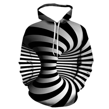 Tie dye Optične Iluzije, Grafika, hip-hop 3D Tiskanih Hoodies tridimenzionalni Vzorec Majica Harajuku Risanka Plašč