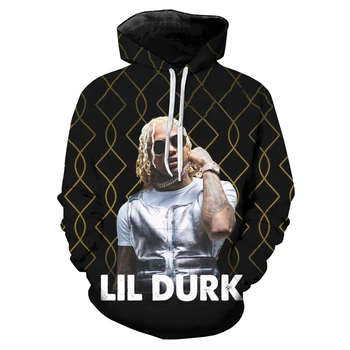 Rapper Lil Durk 3D Tiskanja Hoodies Za Moške Obleke Pevka Navijači Grafični Sweatshirts Ulične Hip Hop Ženske Puloverji Fant Moški Vrh