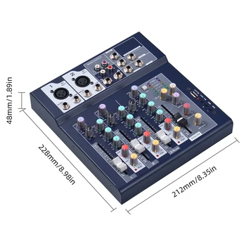 4-kanalni Mešalna & Aux Poti Plus Učinki Procesor Digitalni Zvočni Mešalnik 3-band EQ Vgrajen 48V Fantomsko Napajanje