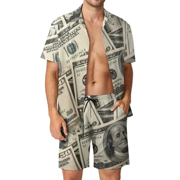 Dolar Majica 2Pcs bo Ustrezala 3D Cvjetnim tiskanja Letnik Majica Plaža Hlače Prevelike 2Pcs nastavite Počitnice Hawaiian Ulične Človek Obleke