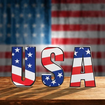 Ameriški Dan Neodvisnosti Tabelo Okraski, ZDA Leseno Znamenje Plaketo Okraski za 4. julij Spominski Dan, Patriotske Dekoracijo