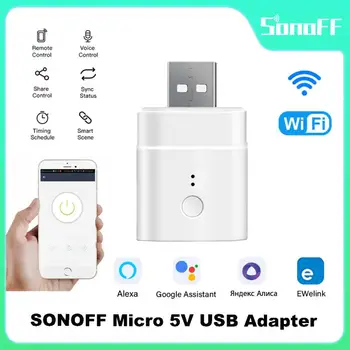 SONOFF Mikro 5V Brezžični USB Smart Adapter Wifi Smart Čas Polnjenje Vtič Mini USB Power Adapter Stikalo za Delo Z EWeLink Alexa