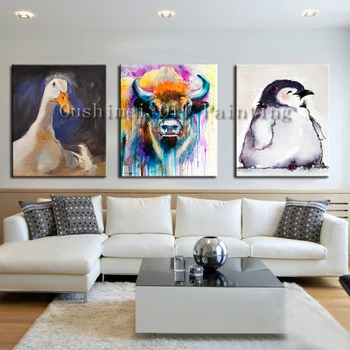 Ročno Poslikane Sodobne Pingvin Slika na Platnu Wall Art Živali Slikarstvo Visi Krava Slike Doma Dekor Povzetek Oljno sliko