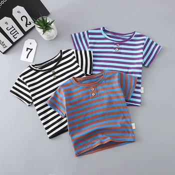 Otroci Oblačila 2019 Poletje Baby Dekleta Fant Obleke Kratek Rokav Tee Vrhovi Priložnostne Prugasta T-Shirt LZ227