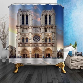 Lepo Notre Dame De Paris, Tuš Zavese Za Kopalnico Zavese Dekor 180x180cm Nepremočljiva Plesni Dokaz Tkanine Tuš Zavesa