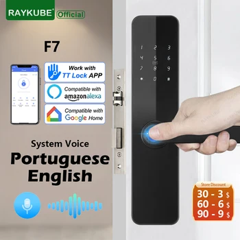 RAYKUBE F7 TT Zaklepanje Prstnih Zaklepanje Električno Zaklepanje Vrat Z Več Večjih Ročaj portugalski/English Glas APP Remote Unlock