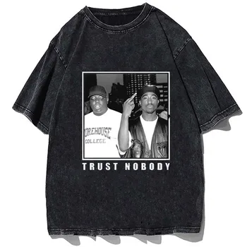 Zaupanje Nihče Moške Natisnjeni T Shirt Priložnostne Svoboden Hip Hop Pevka Grafični Retro 