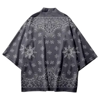 Moda Ulične Indijska Tiskanja Sivo Tradicionalnih Kimono Casual Moški Ženske Jopico Cosplay Srajce Harajuku Japonski Samuraj Haori