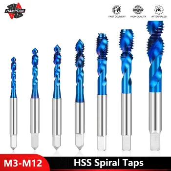 HSS Spiralni Pipe Kratko Rezilo Spiralno Tapnite Modra Prekrita Obdelave Slepe Luknje M3 M4 M5 M6 M8 M10 M12 Meritev, Tapnite Ročno Orodje