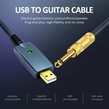 USB Audio Priključek Kabel Adapter za Kitare Kabel Električno Kitaro Pribor Kitare 6,35 mm Kitare Kabel Vmesnika