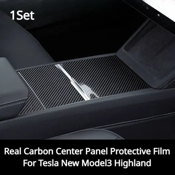 Centralni Nadzorni Zaščitno folijo za Tesla Novo Model3 Highland Osrednja Plošča Pokrov Realni števili Ogljikovih Nalepke Film za 2024 Model 3+