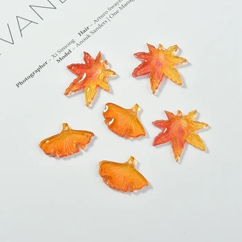 Po meri Jeseni Gradient Rdeče Maple Leaf Ginkgo Leaf Epoksi Obesek DIY Ročno izdelan Okras Uhani Ostra Zapestnica 10pcs