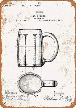 Kovinski Znak - 1876 Vrč Pivo Patent - Vintage Videz
